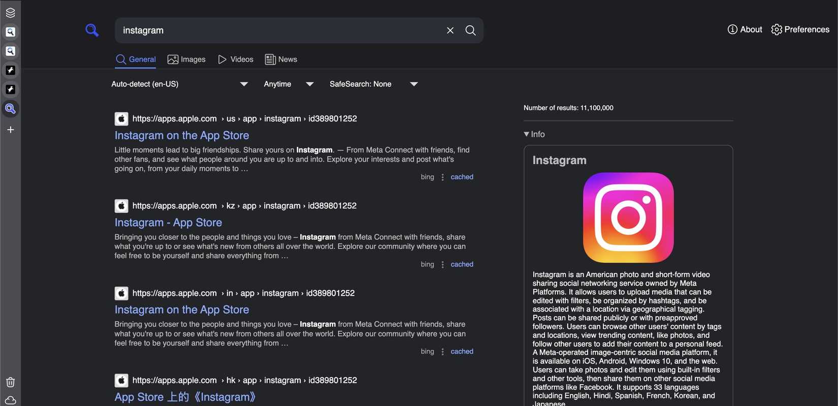 SearXNG search home screenshot