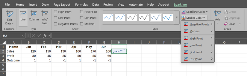 Excellines Color I Use This Excel Trick to Visualize Trends in One Cell