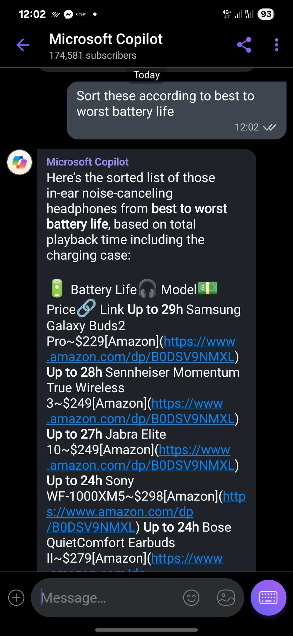 مقایسه قیمتها در Viber با استفاده از MS Copilot