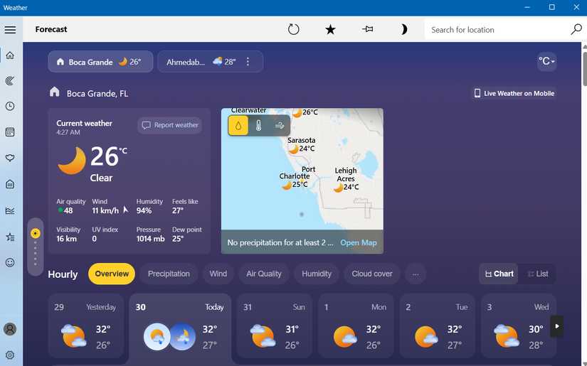 Windows 11 Weather app