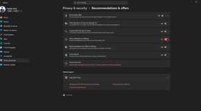 Windows 11 recommendations and offers settings