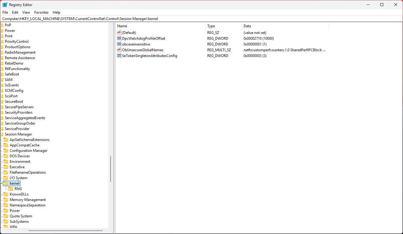 Windows Registry Editor main screen
