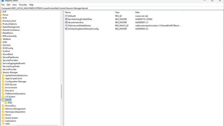 Windows Registry Editor main screen