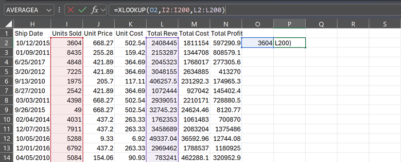 XLOOKUP formula in Excel