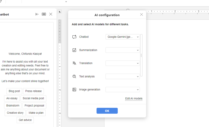 Adding an AI to ONLYOFFICE
