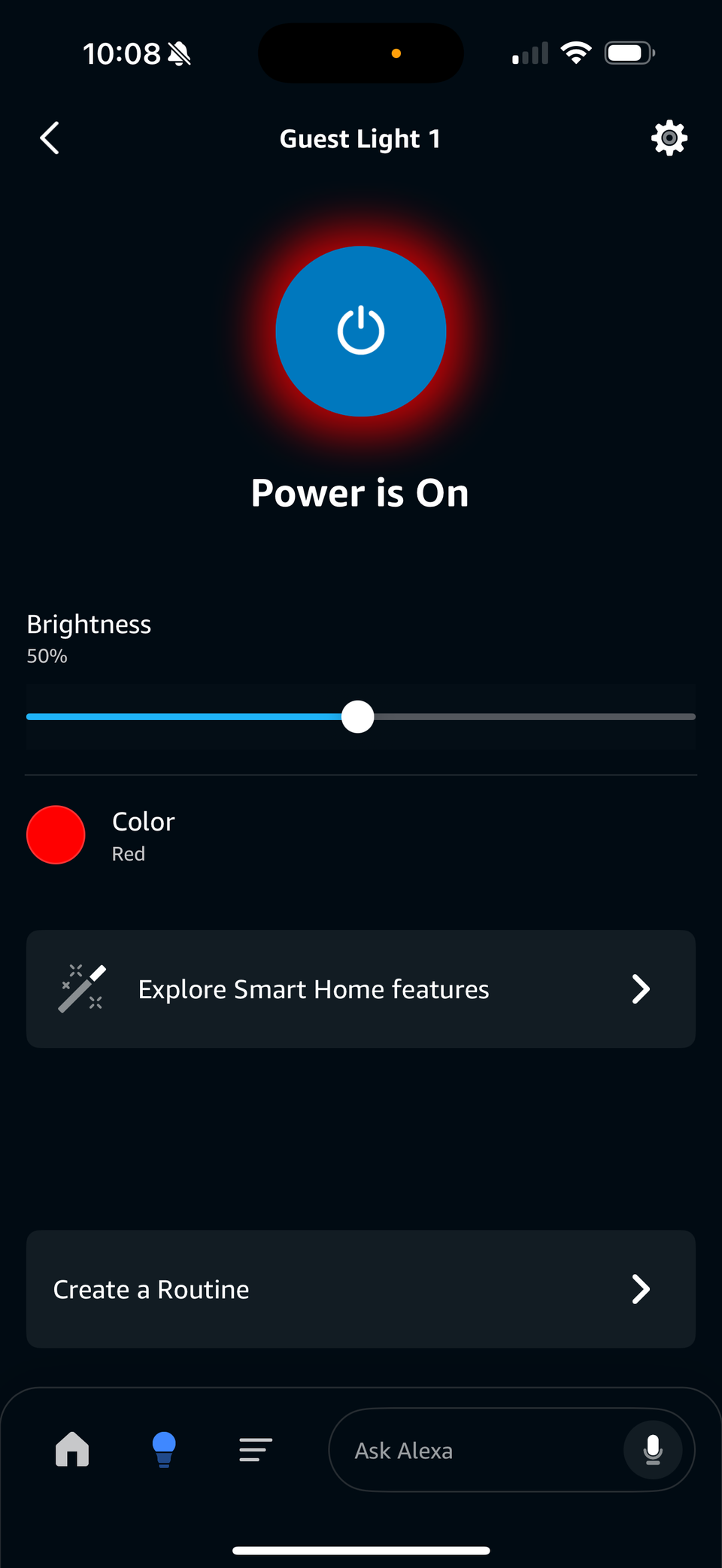 alexa guest room light color status 