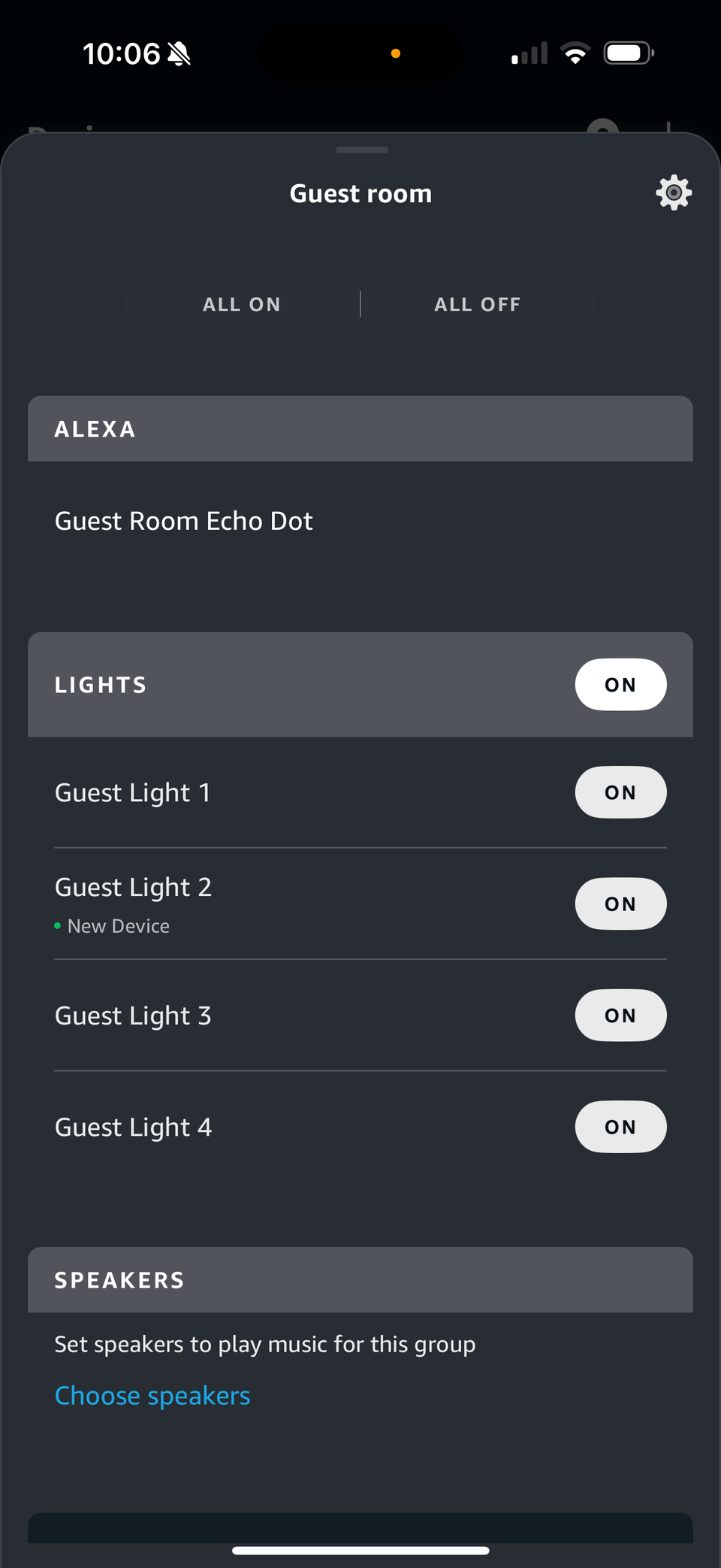 alexa guest room lights status
