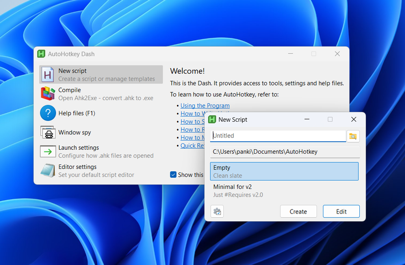 AutoHotkey app on desktop