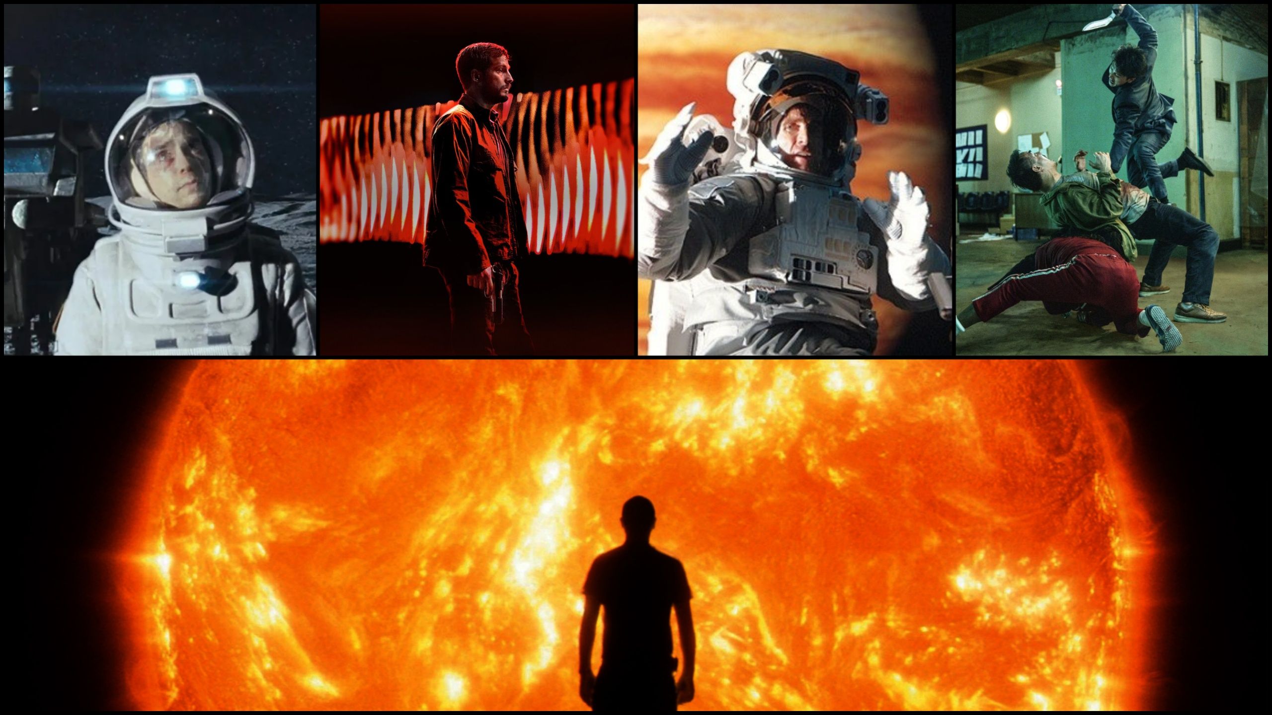 Collage of the Moon, Upgrade, Europa Report, and Sunshine movie posters