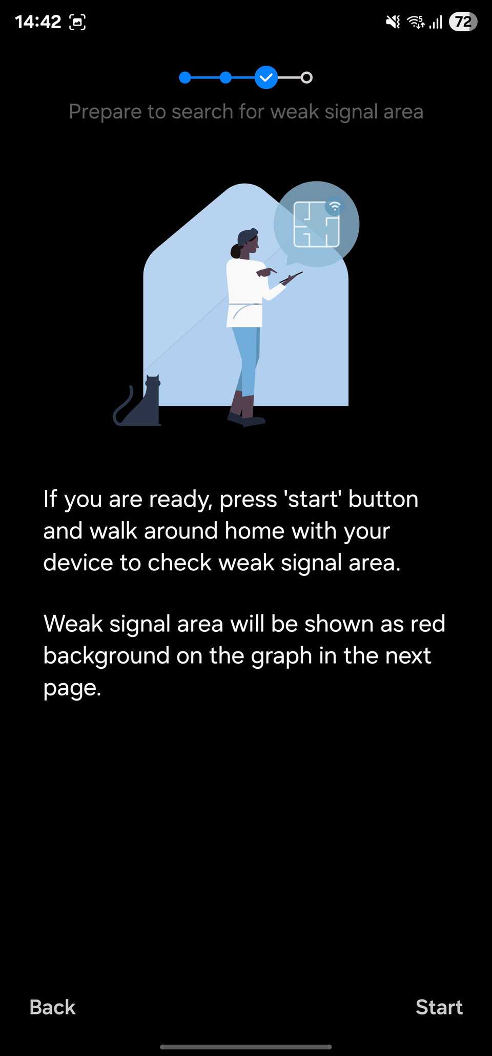 Home Wi-Fi inspection tool instruction screen.