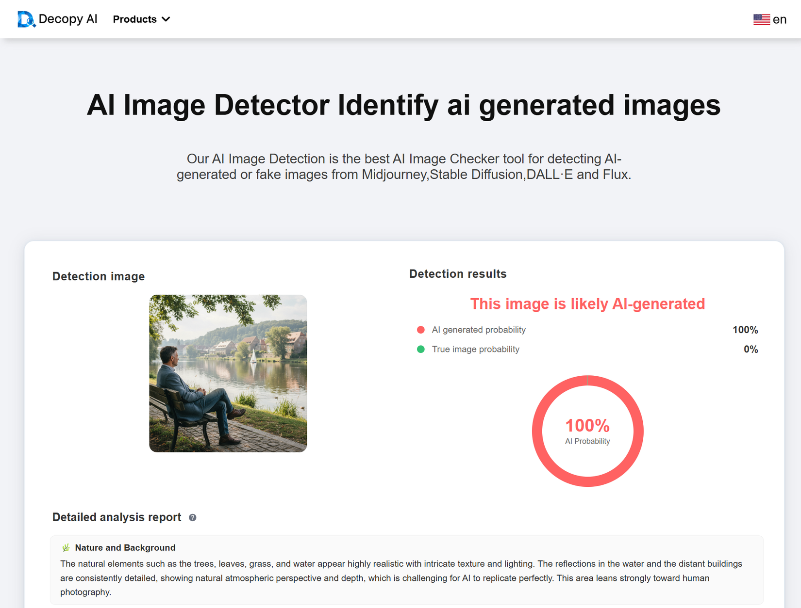 Decopy identifies an AI image.