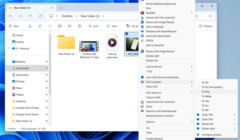 File Converter option in right-click menu