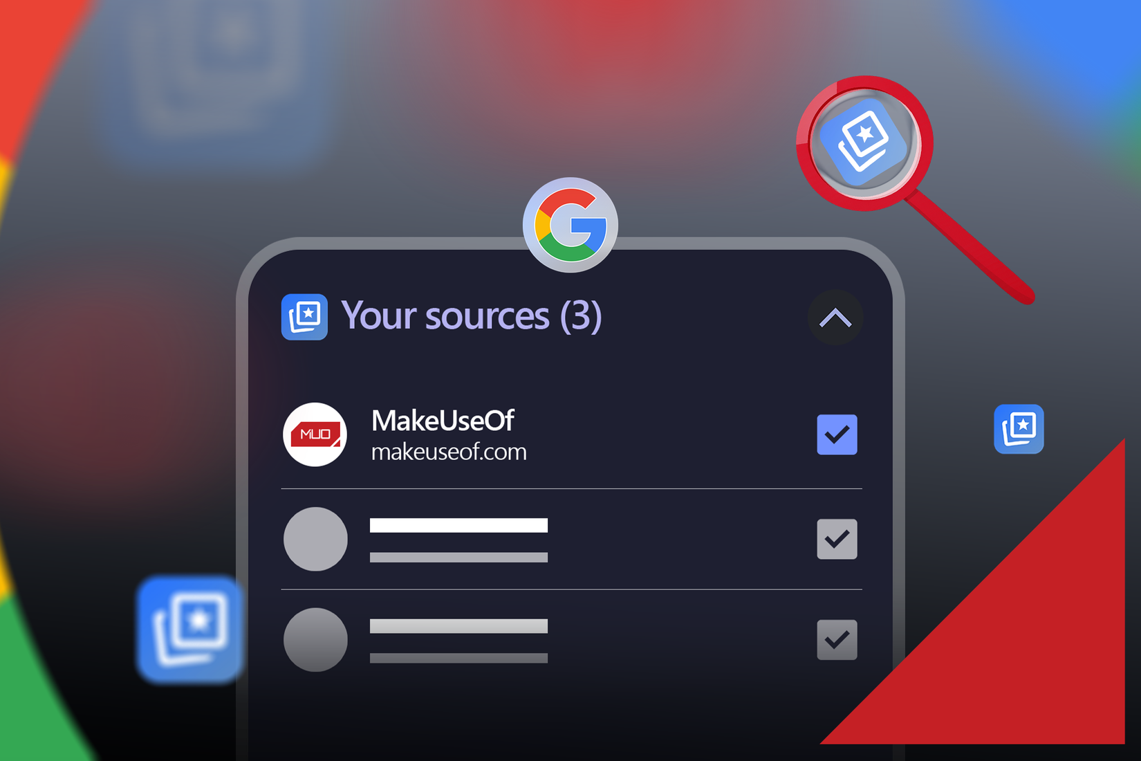 Google’s preferred sources feature, with MakeUseOf highlighted.