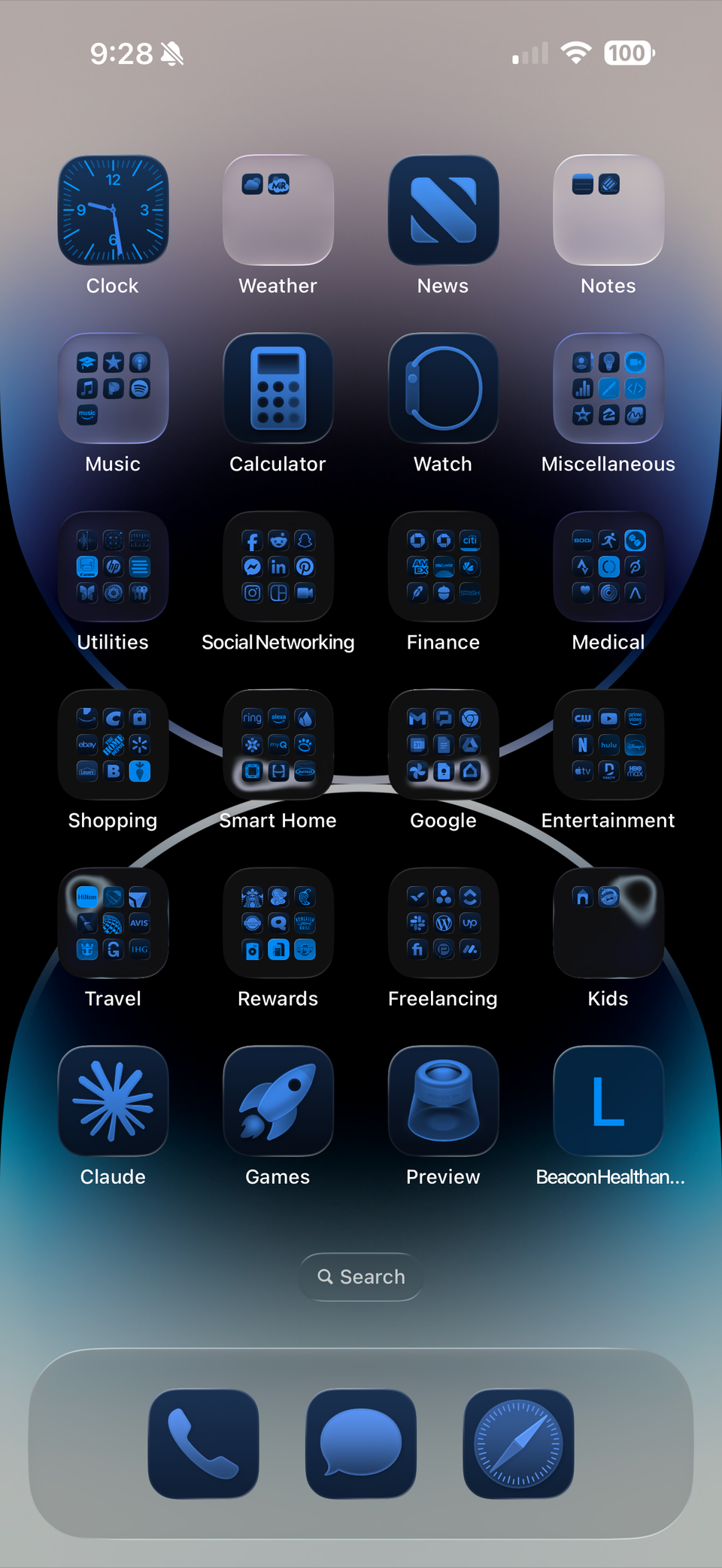 iOS 26 tinted blue icons
