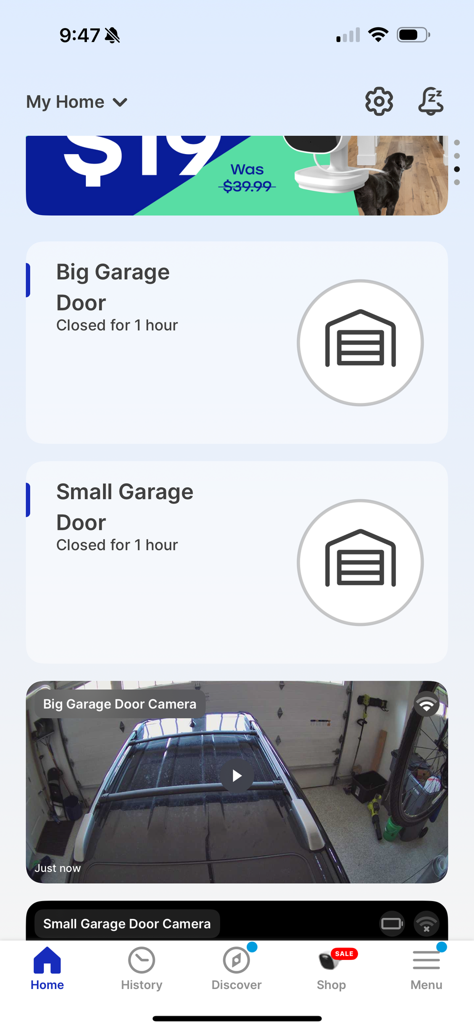 MyQ app doors closed
