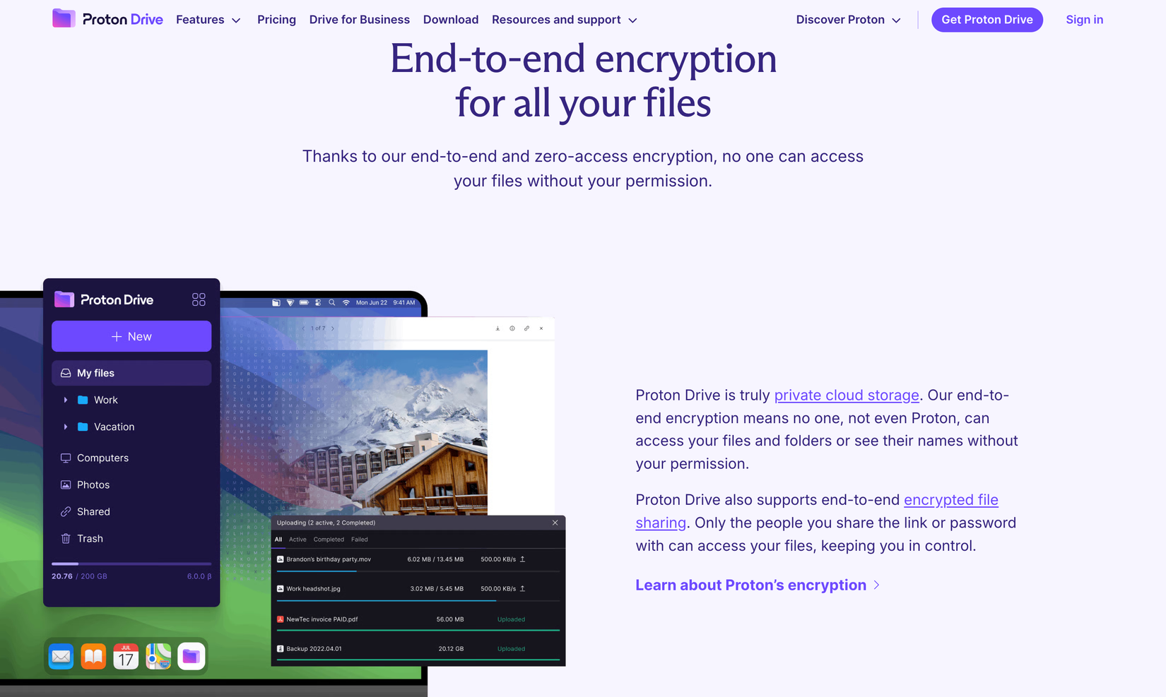 Proton Drive encryption feature page