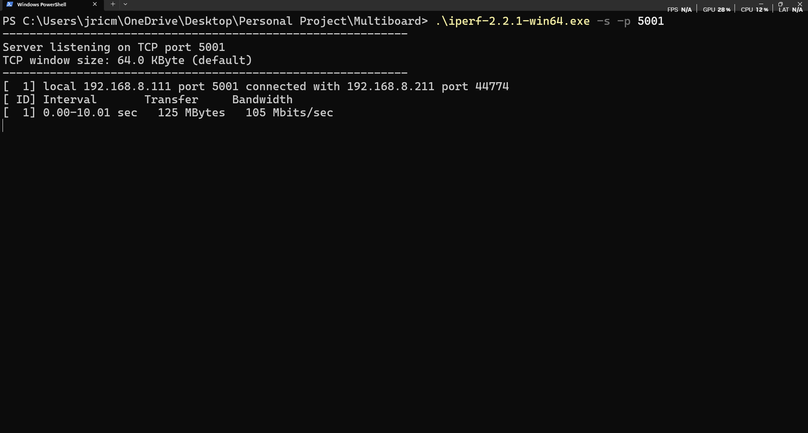 Testing UDP connection with iPerf2
