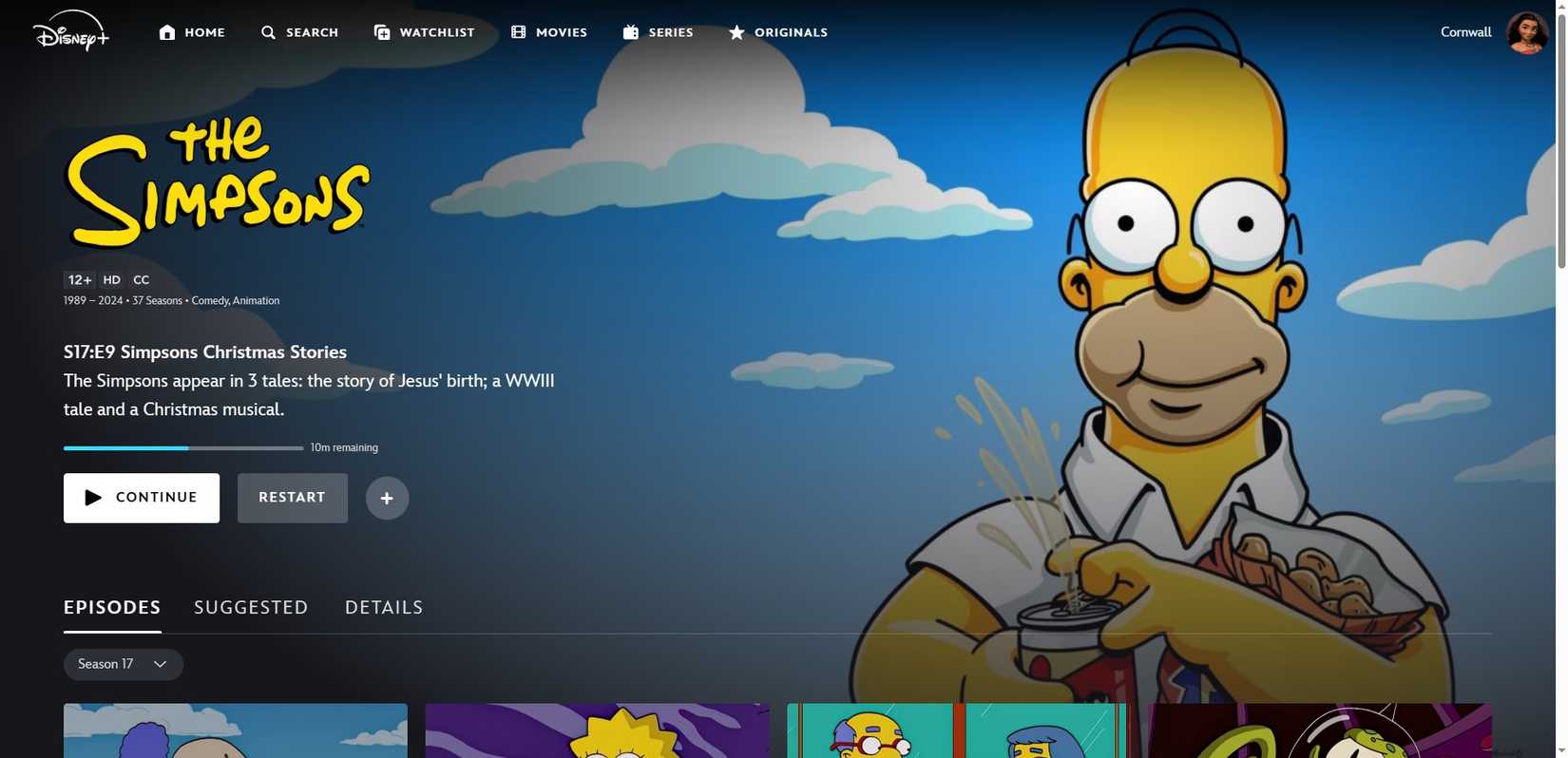 the simpsons disney plus show page.