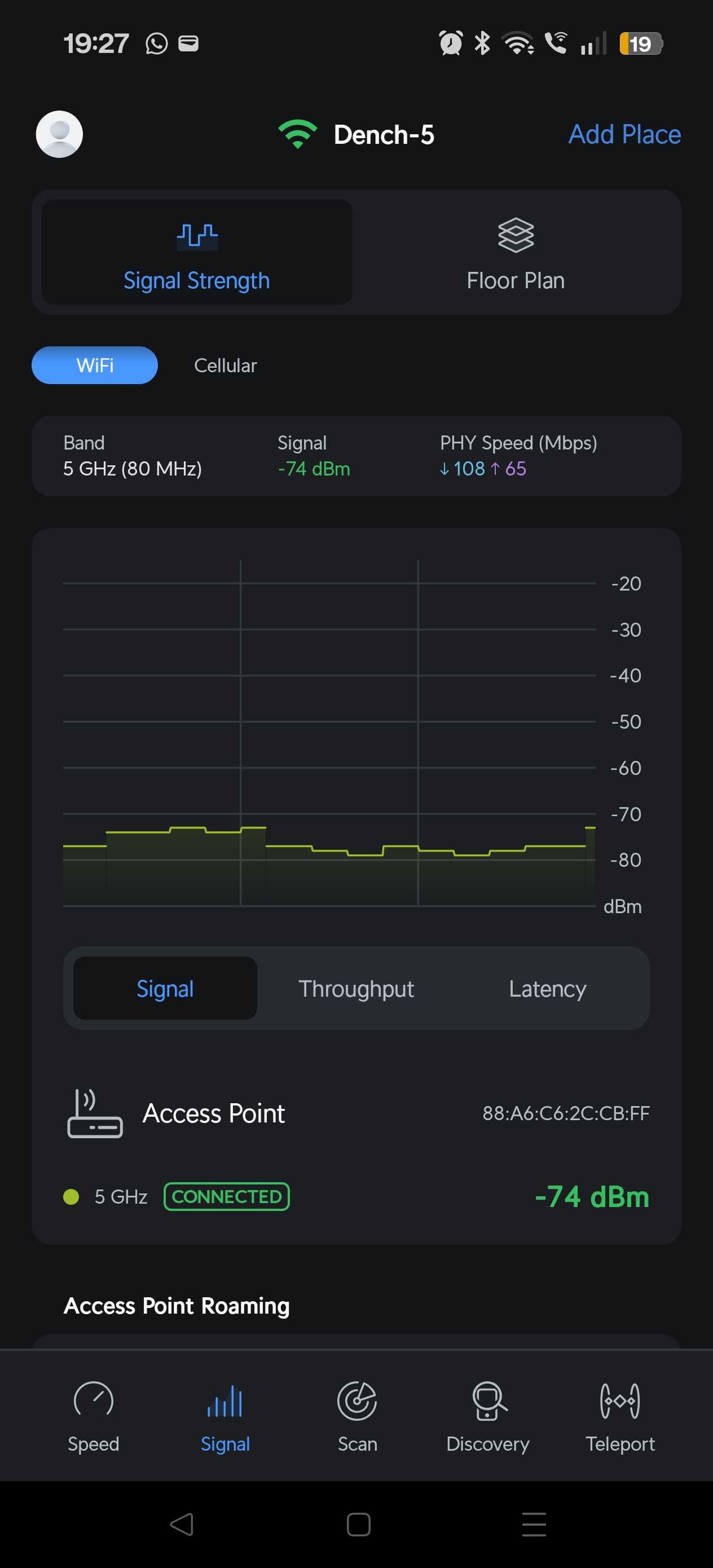 wifiman app signal strength information