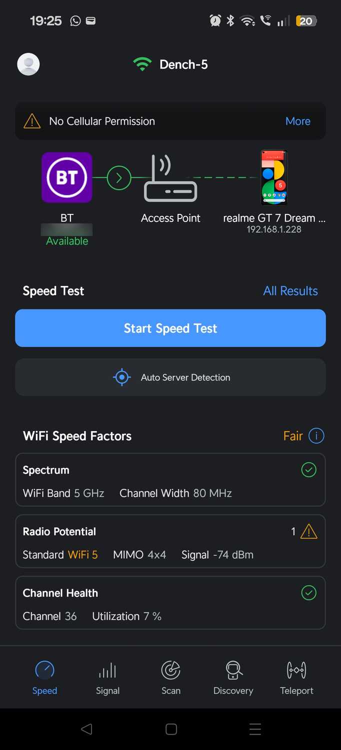 wifiman app wifi home screen with network information