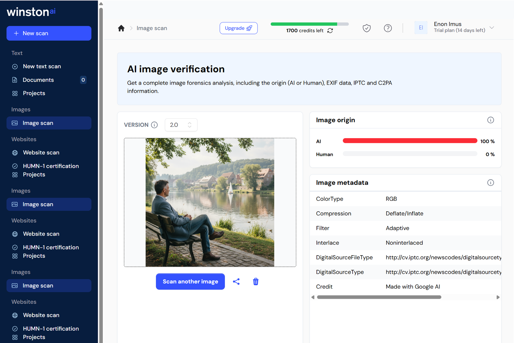 Winston AI detection.