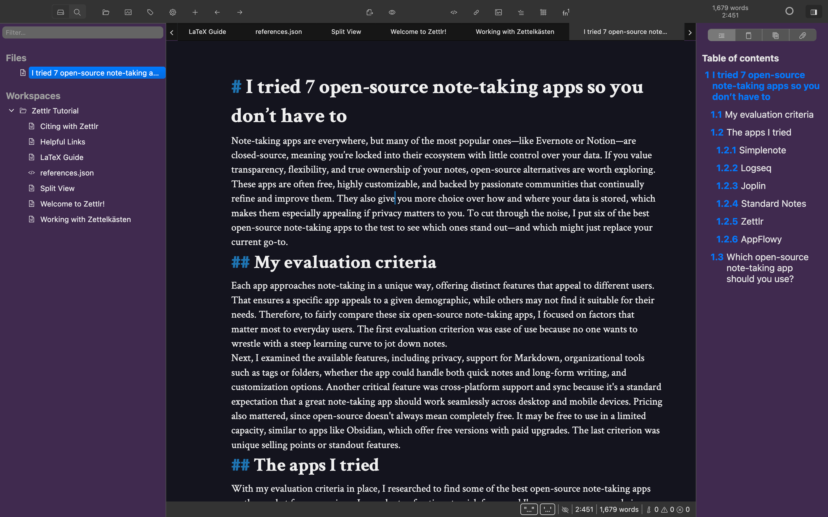 Writing a Markdown file in Zettlr