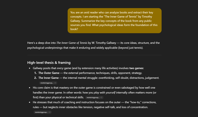 A pre-reading prompt to analyze a book in ChatGPT.