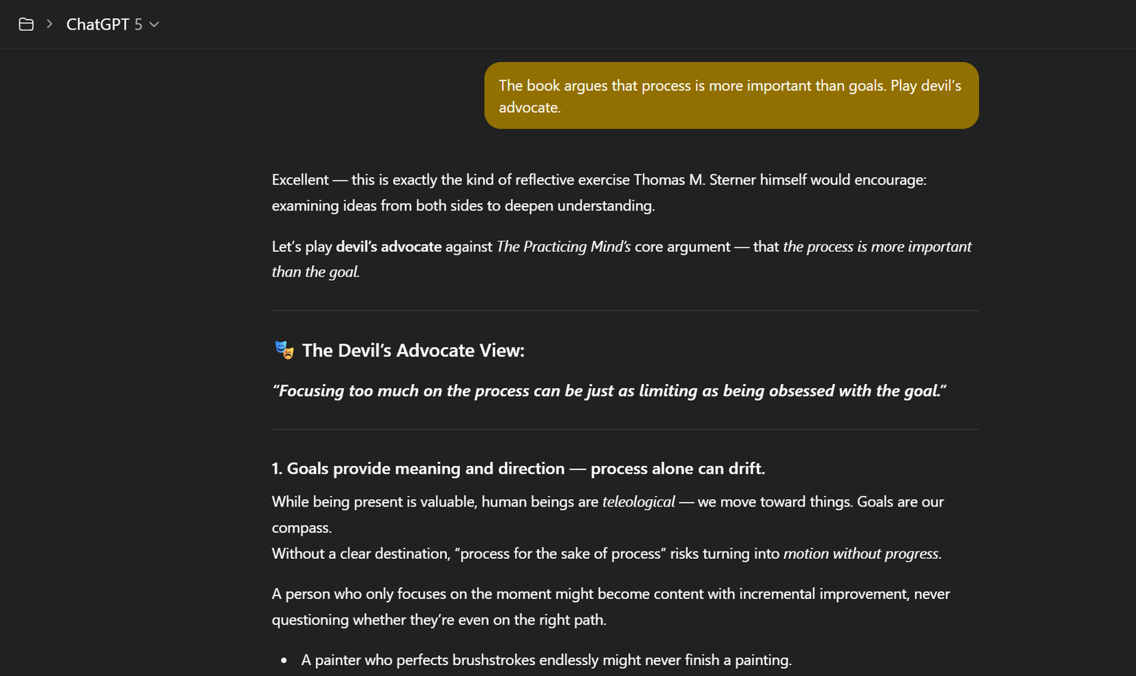 Devil's advocate prompt in ChatGPT for learning