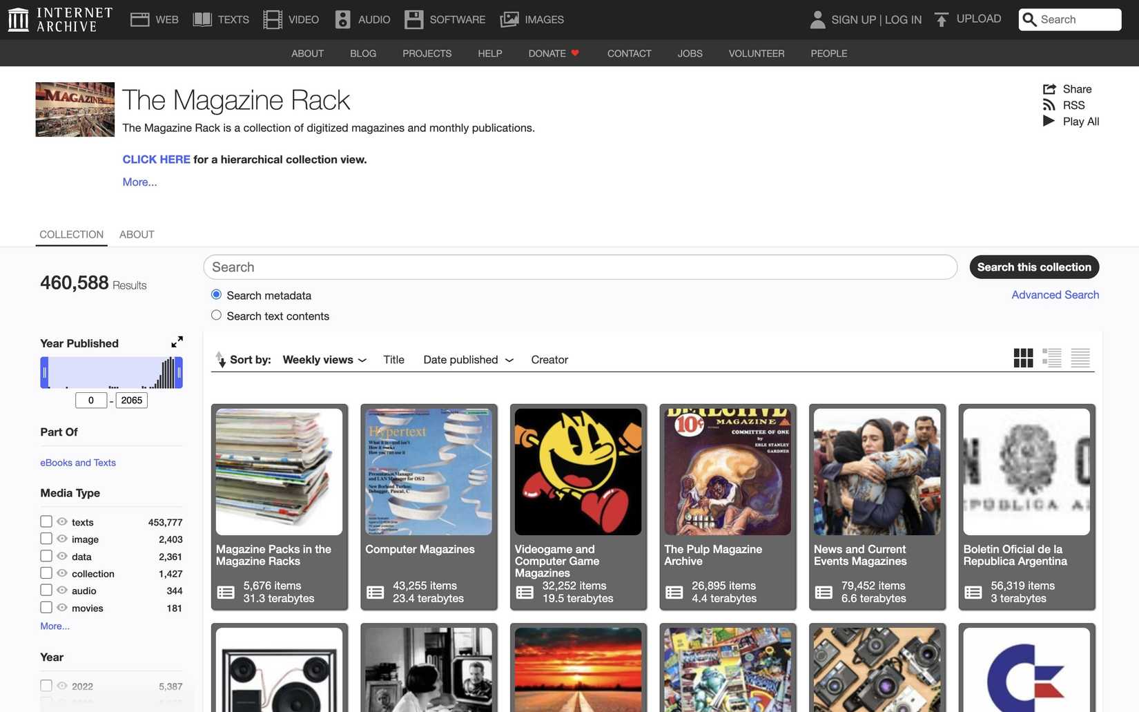 Internet Archive Magazine rack