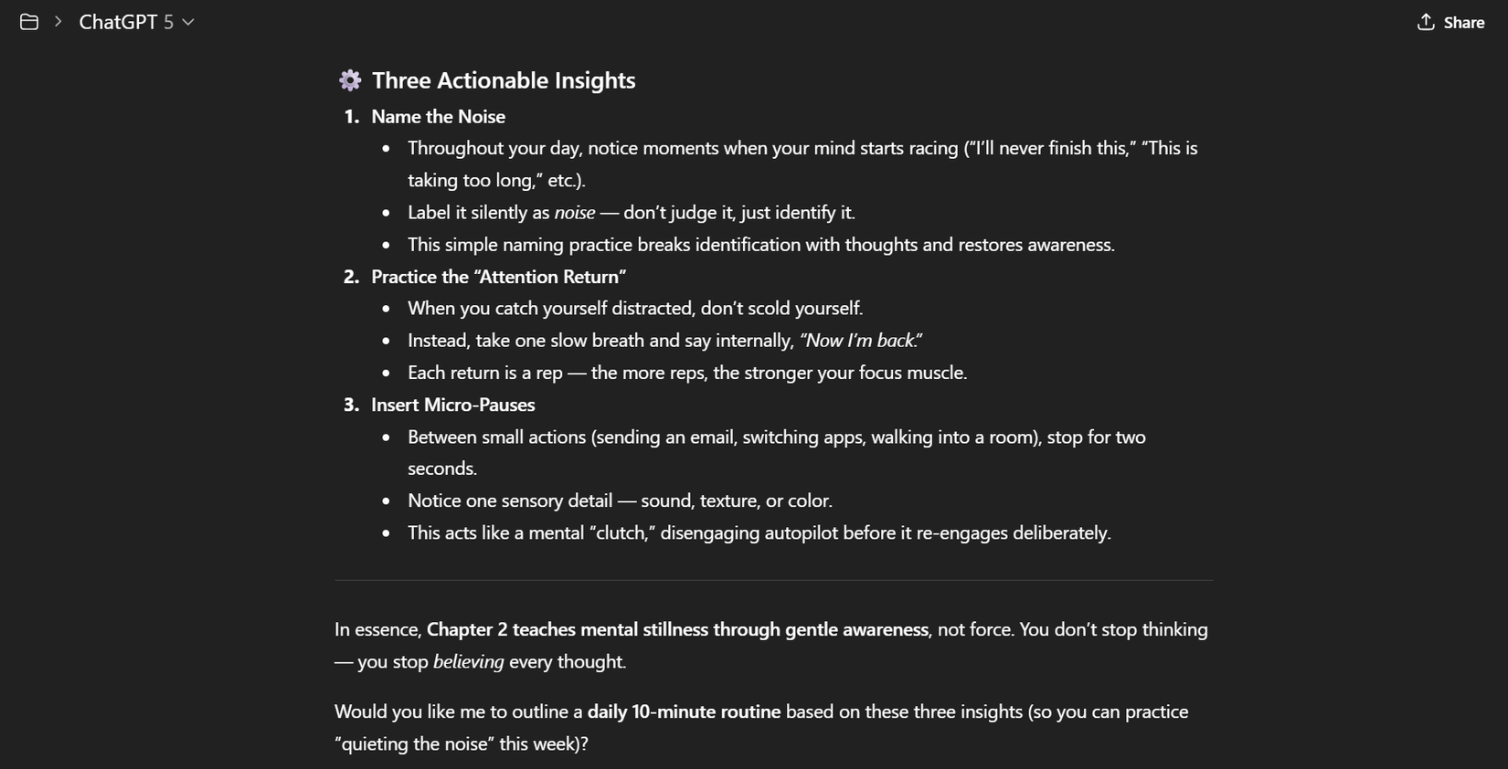 Summarizing a book chapter in ChatGPT.