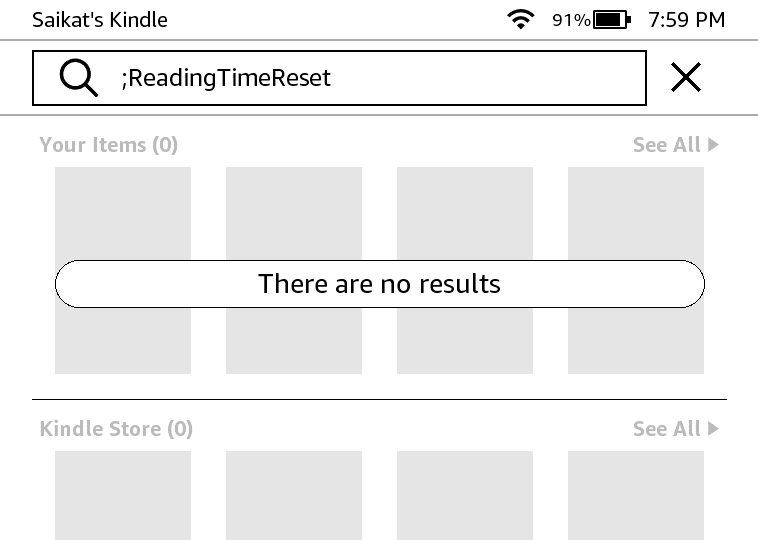 Resetting reading time in Kindle.