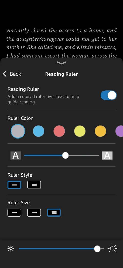 Kindle Ruler enable toggle switch