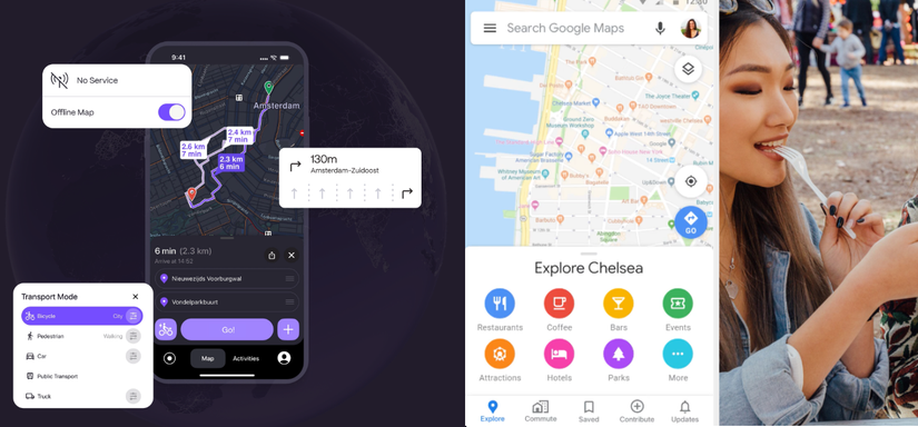 Comparing Magic Earth and Google Maps.
