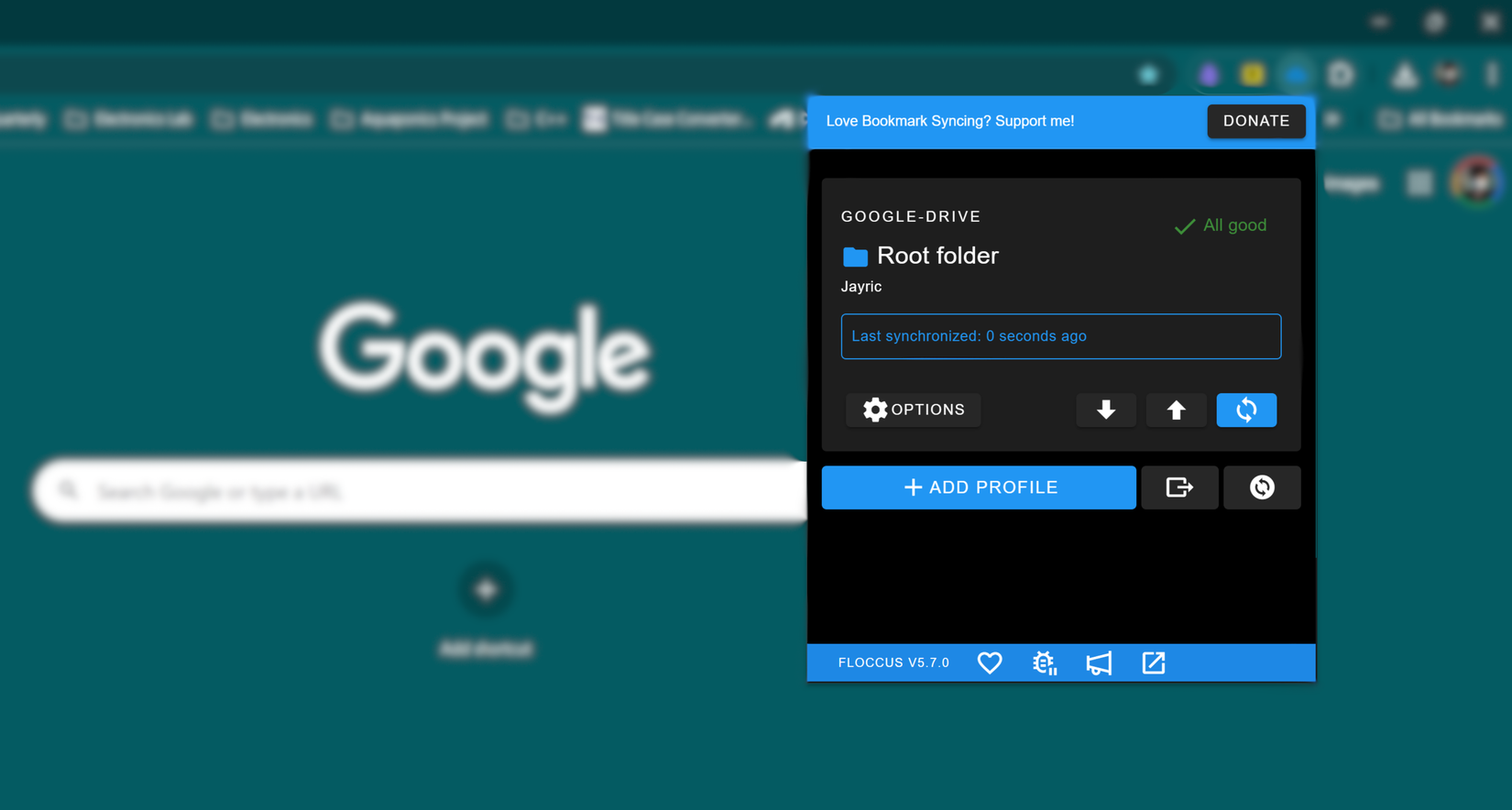 Instantly sync bookmarks by clicking on manual sync button