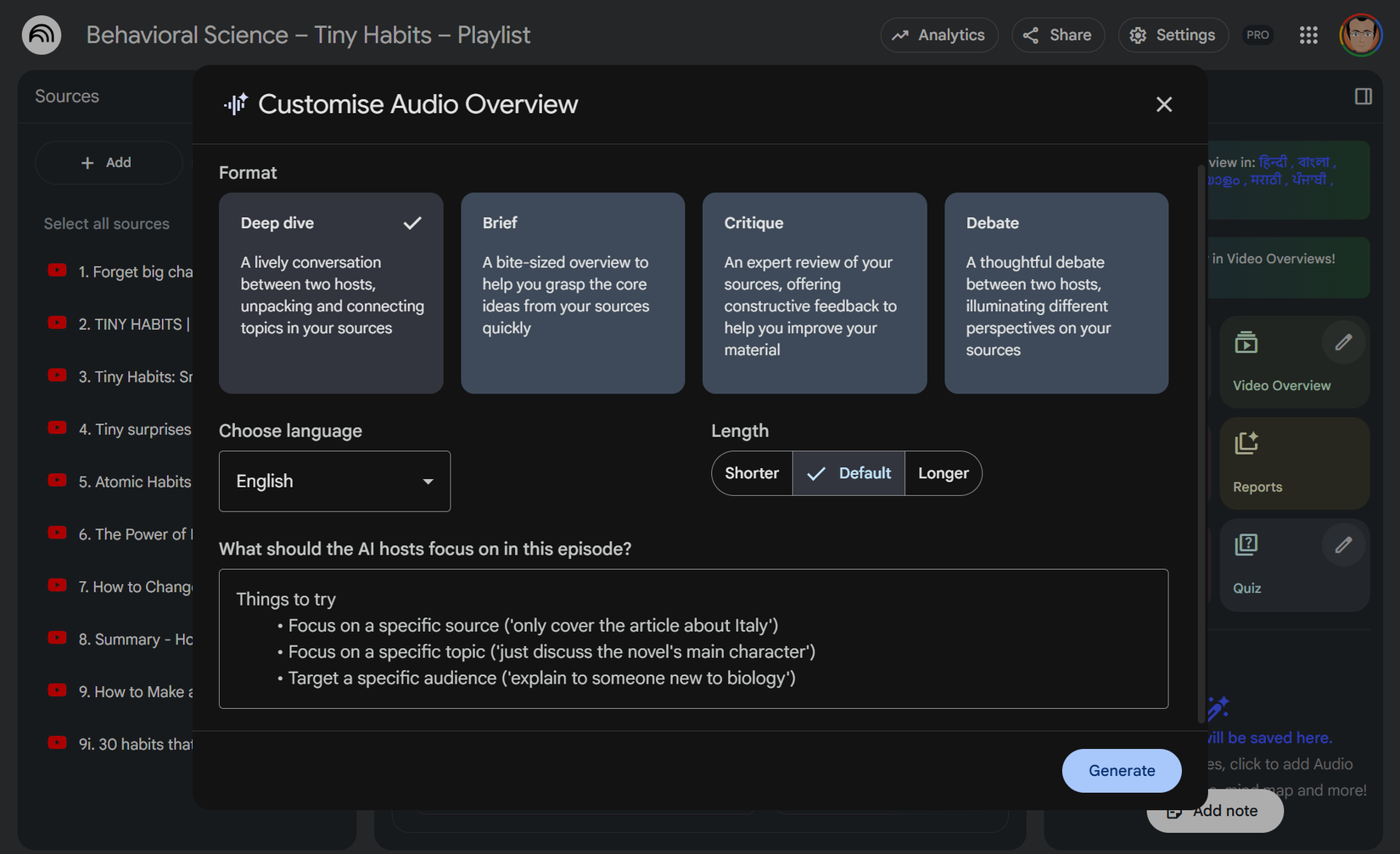 NotebookLM Customiz -Audio