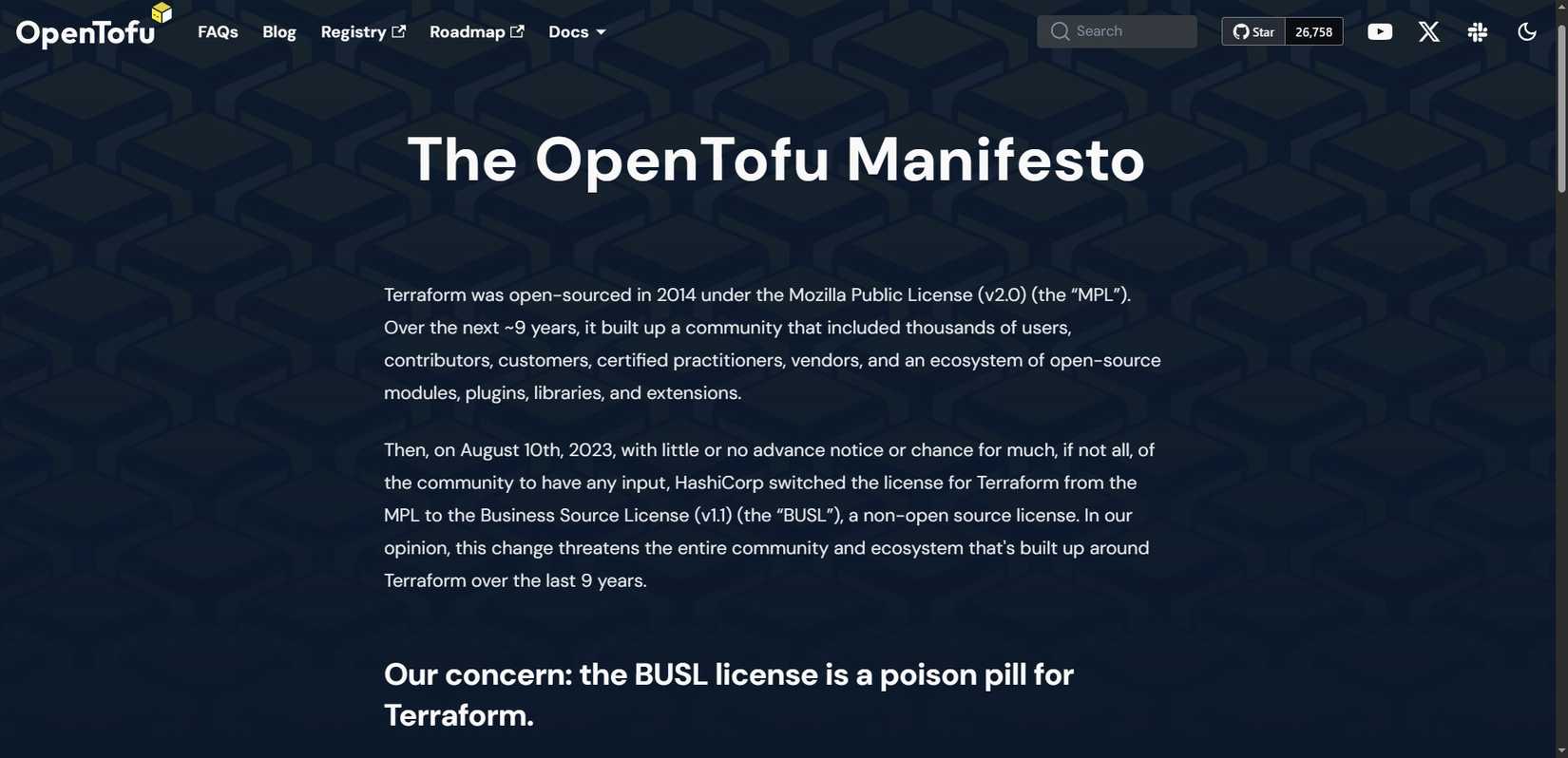 opentofu manifest home page.