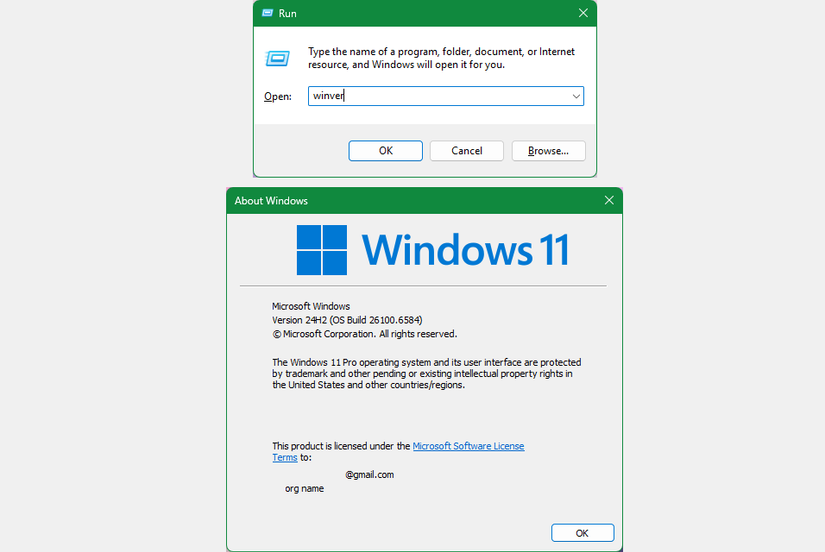 Windows Winver Dialog and Run Command