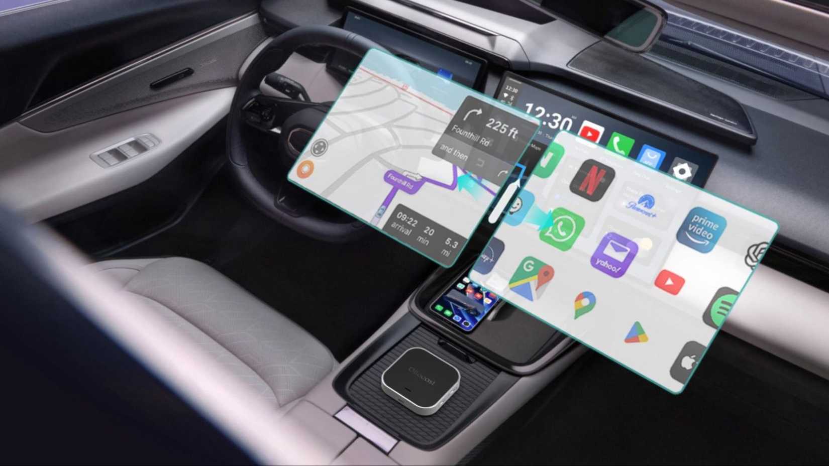 A graphic representation of apps seen using the Ottocast E2.