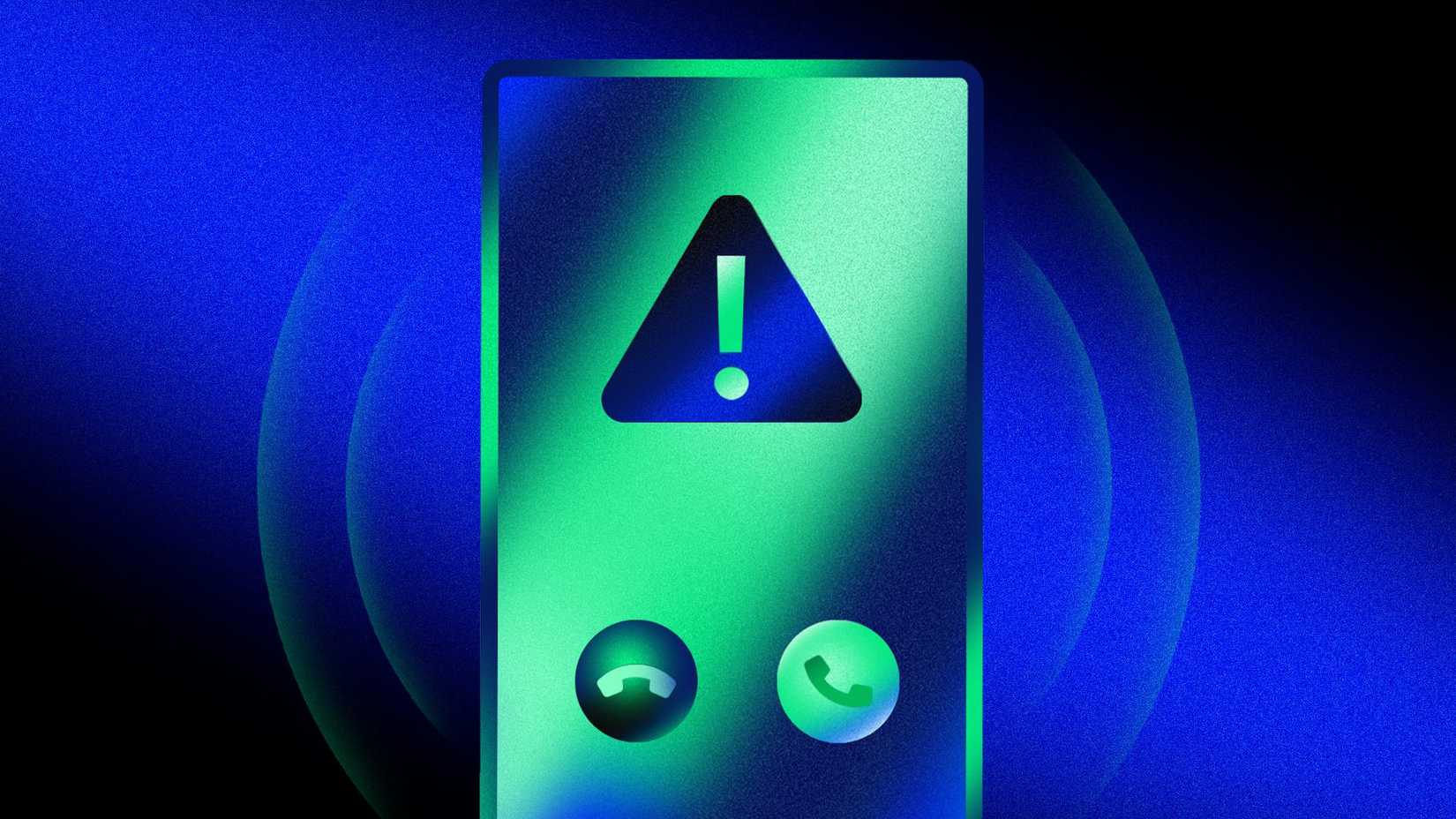 A graphic of a smartphone with a warning sign.