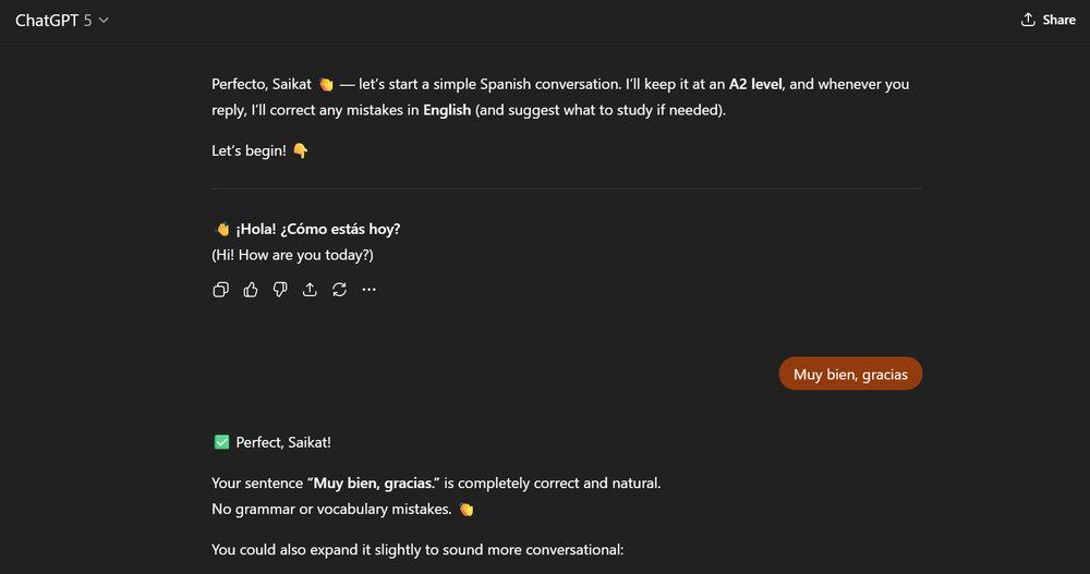 Chat naturally and get improvement tips from ChatGPT.