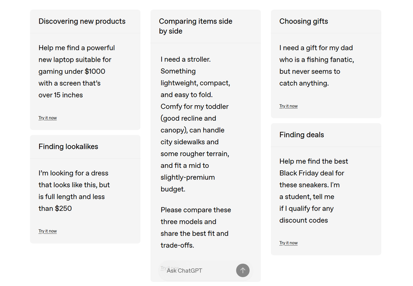 ChatGPT Shopping research prompts