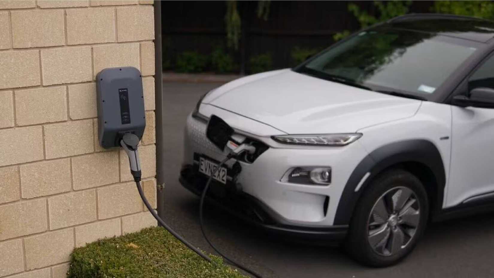 An EV charging at a home