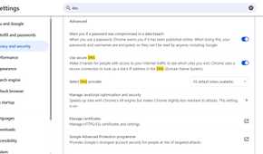 google chrome enable dns over https settings