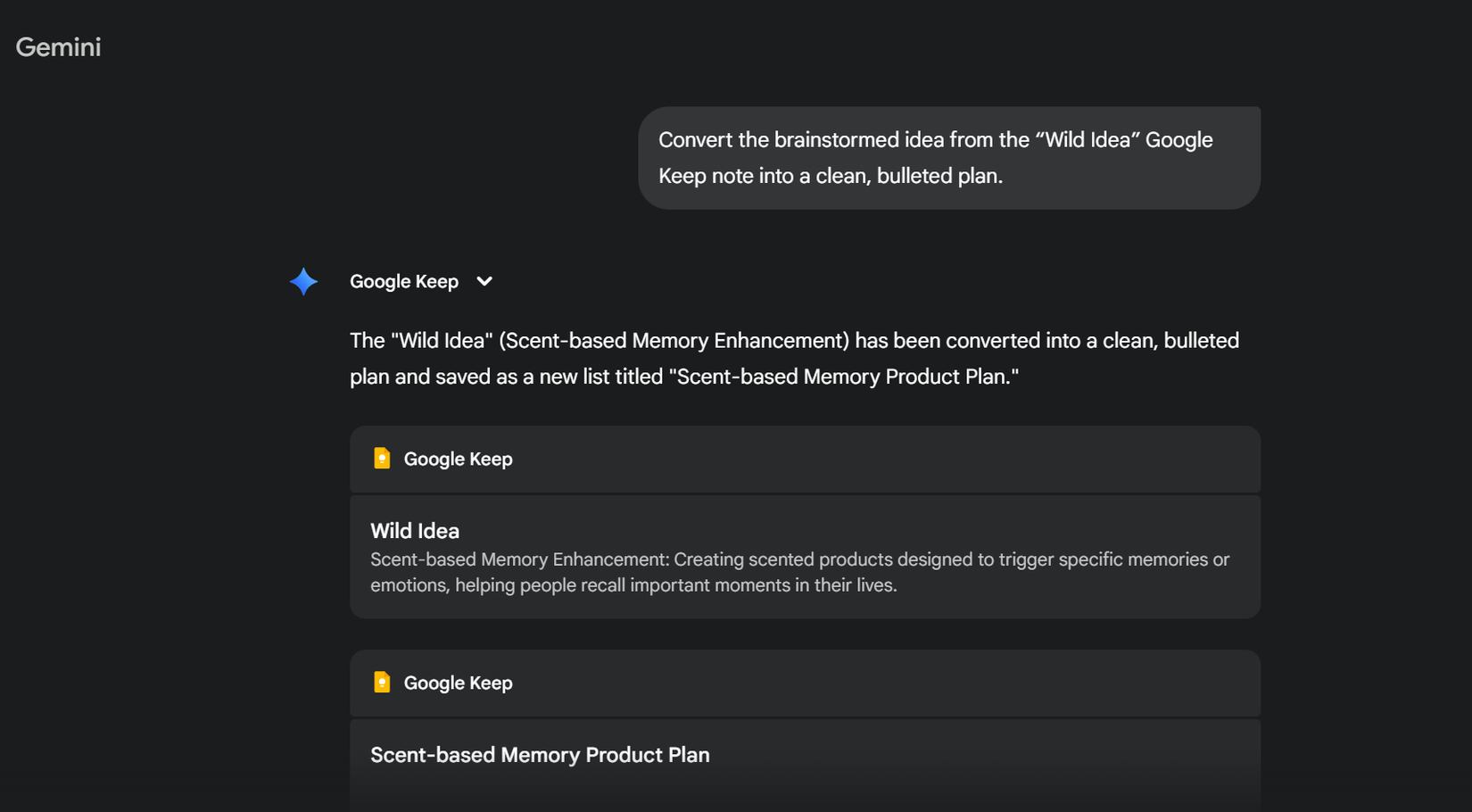 Google Keep structured notes.
