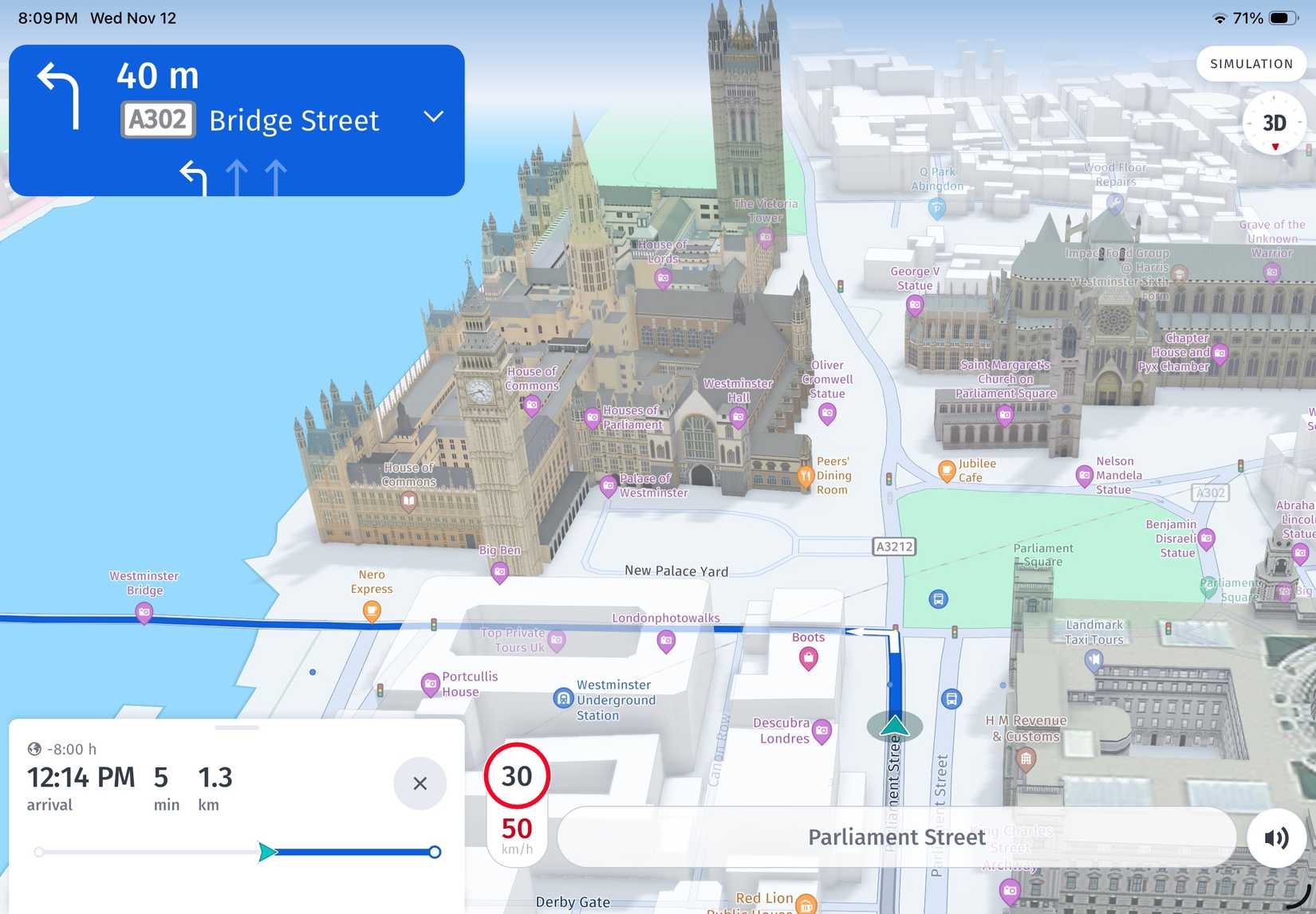 Here WeGo 3D view of Westminster.