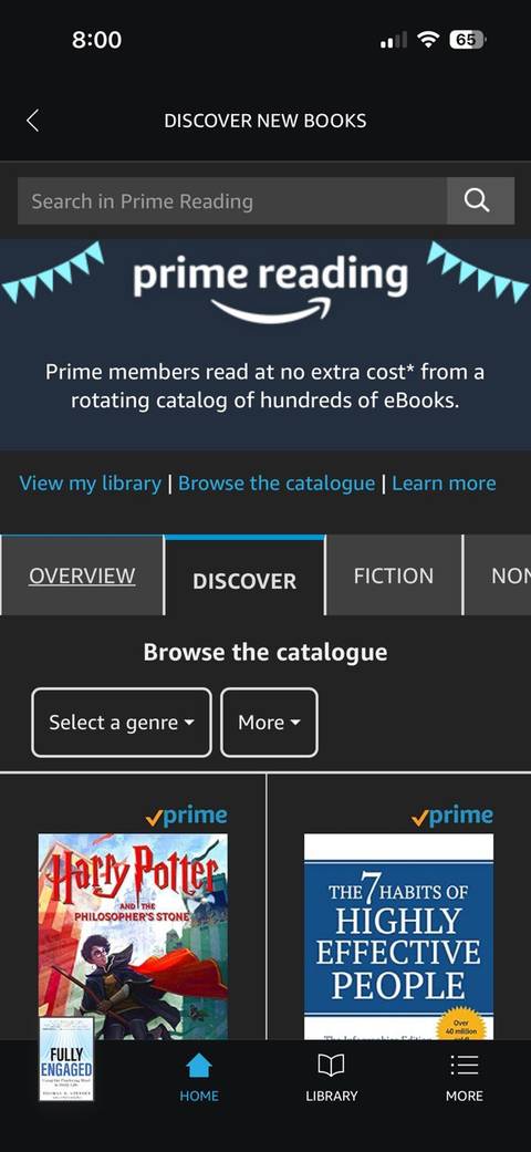 Kindle Library Prime Reading.