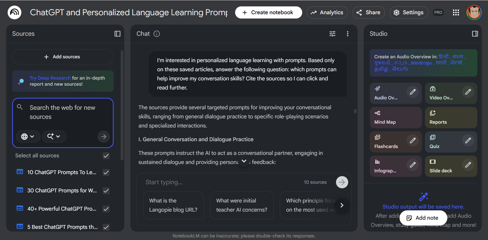 Encontrar información en un volcado de enlaces con NotebookLM.