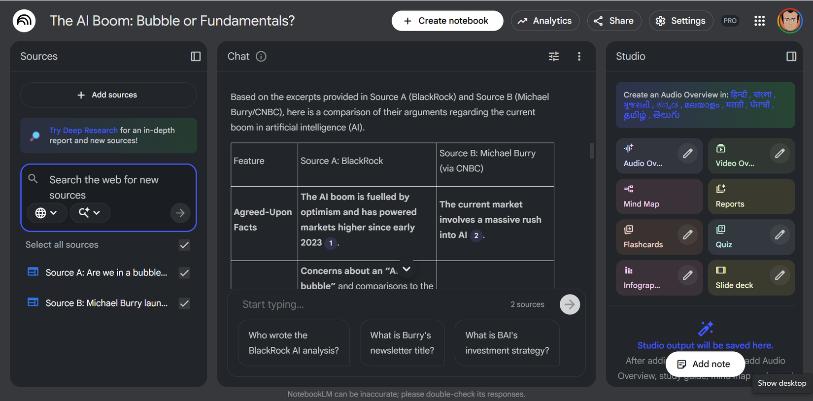 NotebookLM para comprobar perspectivas.