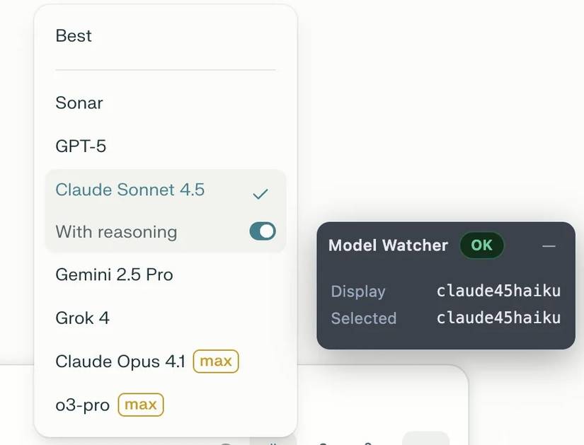 perplexity model switcher app spotting changed model nov 2025