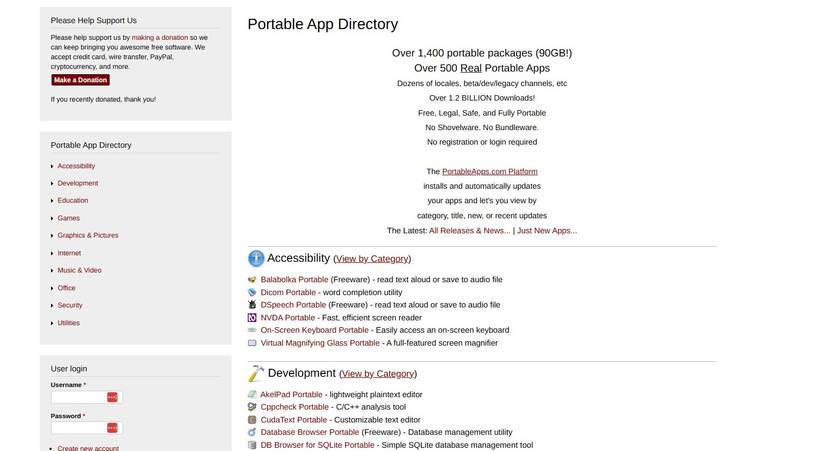 Surfing apps on the PortableApps directory